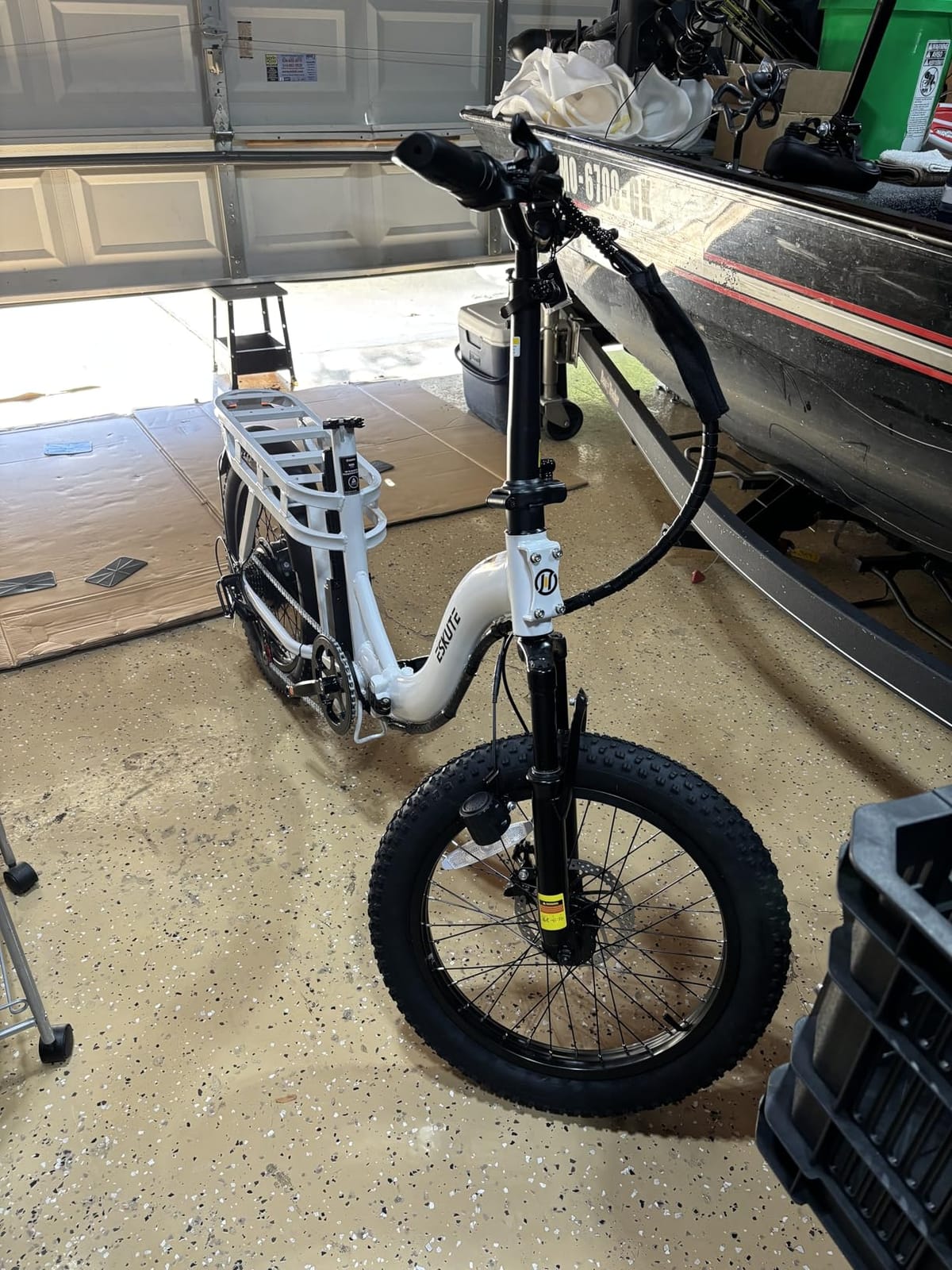 ESKUTE Electric Bike for Adults - 1200W Peak Motor, Folding 20x3 Fat Tire E-Bike, 48V 13Ah Battery, Step-Through Cargo Fold Ebike, NFC Unlock, 20+ MPH, 7-Speed, Up to 55 Miles customer photo 2