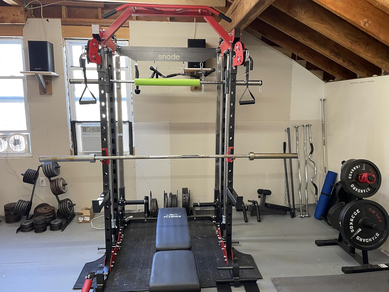 SNODE ALL10 All-in-One Smith Machine Home Gym, Multi-Functional Power Rack, 1:1 or 2:1 Pulley Ratio, Cable Crossover, Squat Rack with Leg Press, 2000LB Weight Capacity customer photo 1