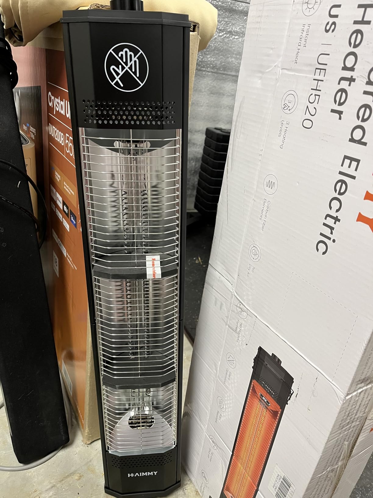 Outdoor Electric Patio Heater, 34-inch 1500W Infrared Tower Heater with Instant Heating, Tip-Over & Overheat Protection, IPX5 Waterproof Space Heater for Patio Garage Workshop Indoor & Outdoor Use customer photo 1