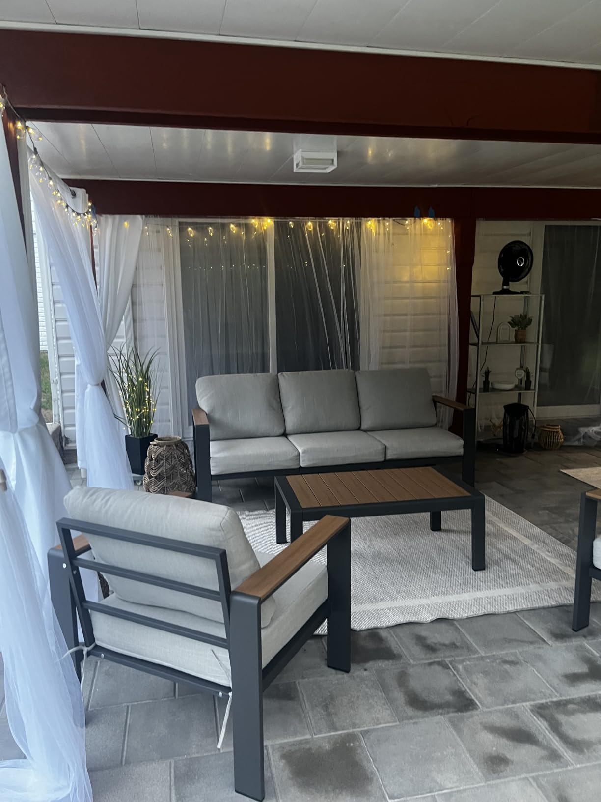 Aluminum Outdoor Patio Furniture Set with Coffee Table, 5 Piece Patio Conversation Sets with Washable Thick Cushions, Outdoor Sectional Furniture Set for Porch, Balcony, Deck, Yard, Graphite customer photo 2