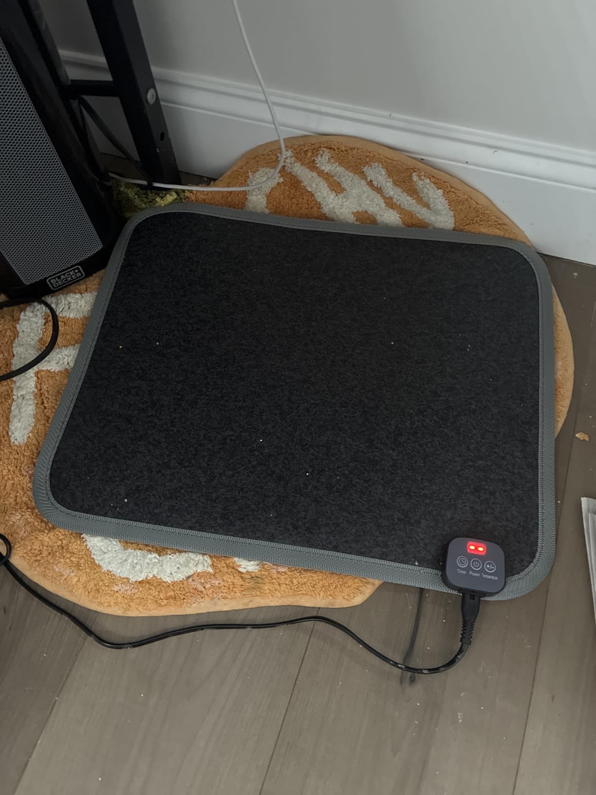 Heated Floor Mat for Foot Warmer - 110V Adjustable Temperature Under Desk Electric Heater with Timer for Office Bathroom Home, Heating Pad for Cold Feet customer photo 2