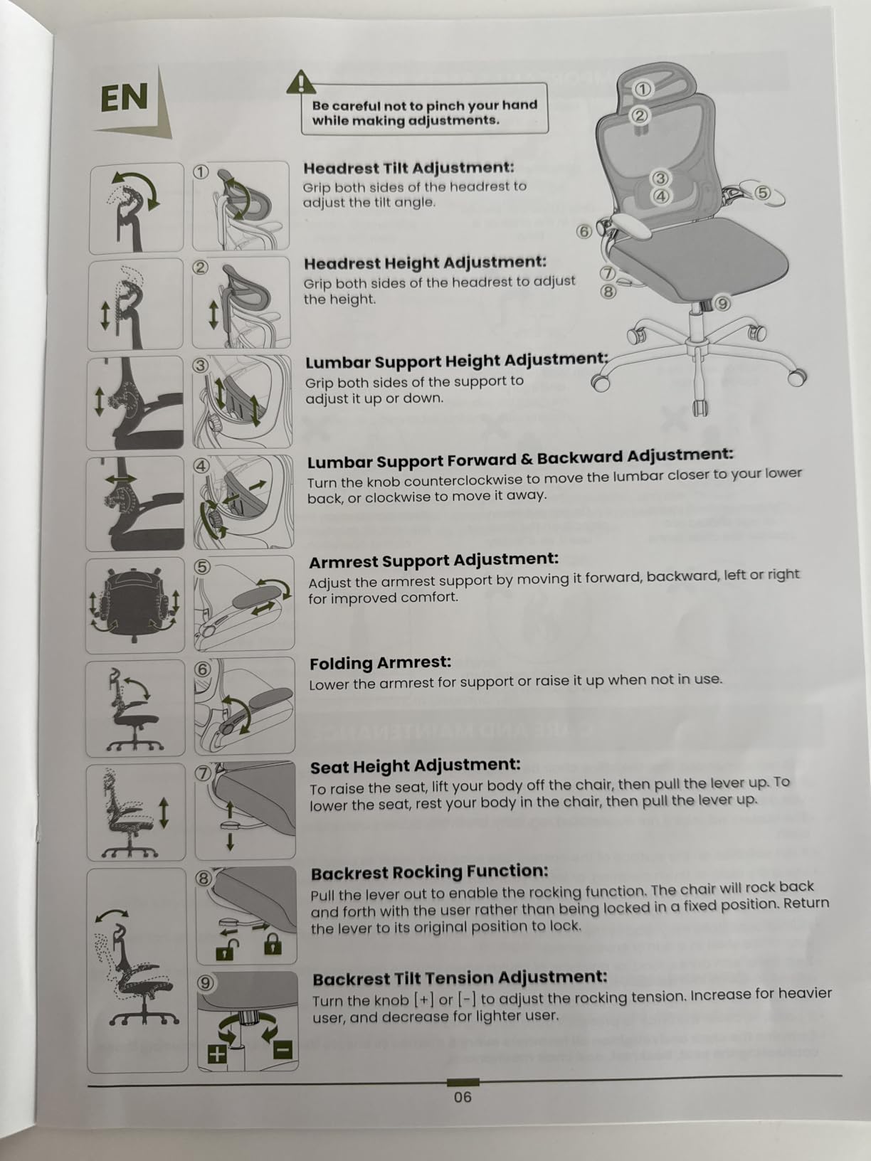 HUANUO Ergonomic Office Chair, High Back Computer Desk Chair with Adjustable Lumbar Support and Headrest, Comfy Gaming Chair with 3D Armrests, Home Office Rolling Chair, Max Load 300 lbs customer photo 1
