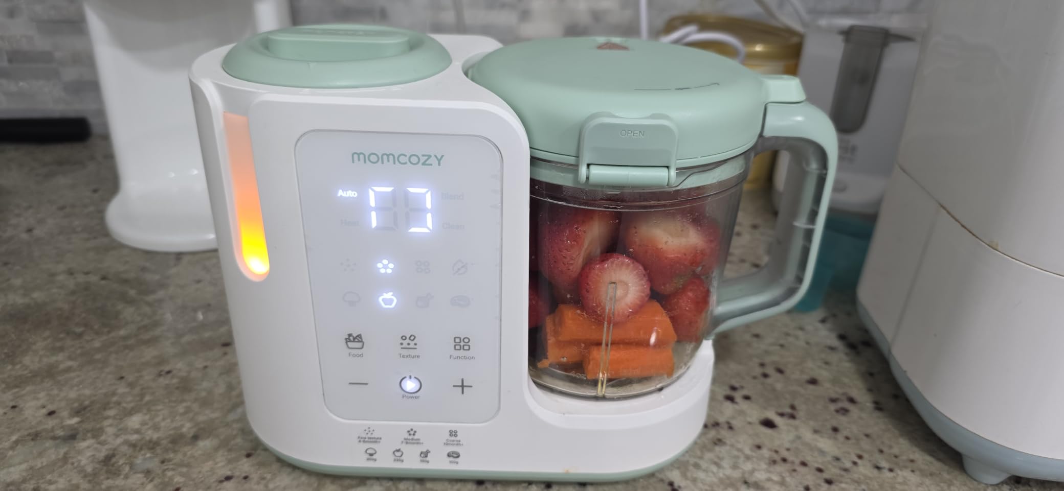 Momcozy AutoMeal Baby Food Maker - One-Step Auto Steam & Blend Food Processor, 15oz Large Cup & 6-Blade Design, Self-Cleaning, Auto 3-Stage Texture Settings for Effortless Homemade Baby Puree customer photo 2