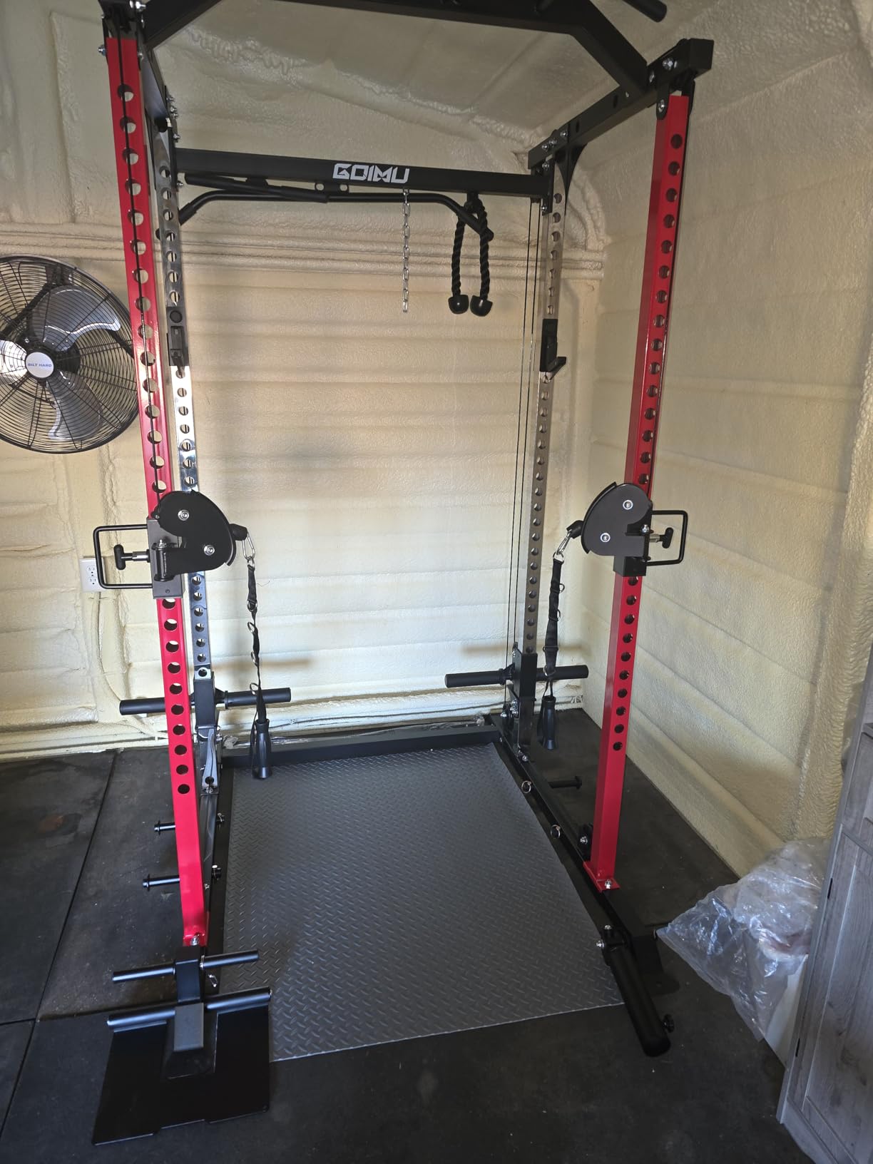 DP01 Power Cage, 2000LBS Squat Rack with Cable Crossover and Dual Independent Pulley System, Full Cage for Full Body Training, Power Rack with More Training Attachments for Home Gym customer photo 2
