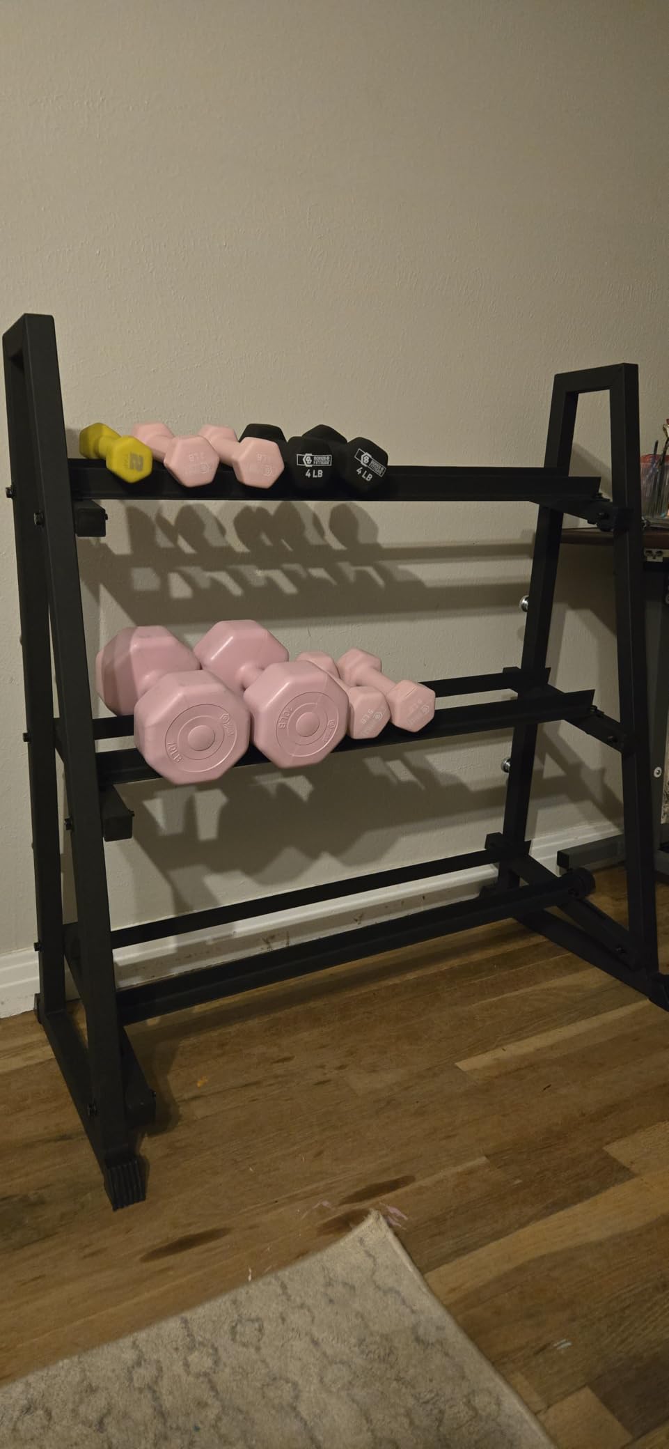 Leteuke 3 Tier Dumbbell Rack Stand Only, 1300LBS Heavy Duty | Trapezoidal Frame for Stability, Space-Saving Design; Fits Dumbbells, Kettlebells, Barbells for Home Gym customer photo 1