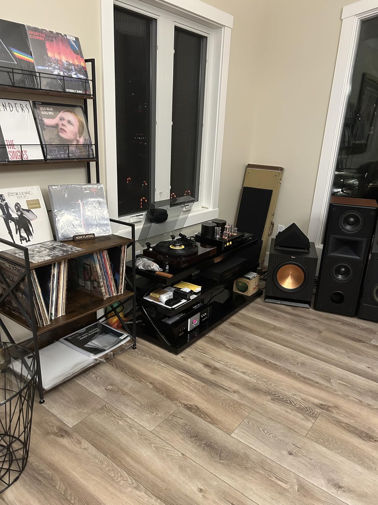 Record Player Stand with Power Outlet - Turntable Display Shelf | 5-tier Vinyl Record Storage Rack Holds 300 LPs, Media Storage Cabinet with AC/USB Ports for Living Room Bedroom Music Corner customer photo 1