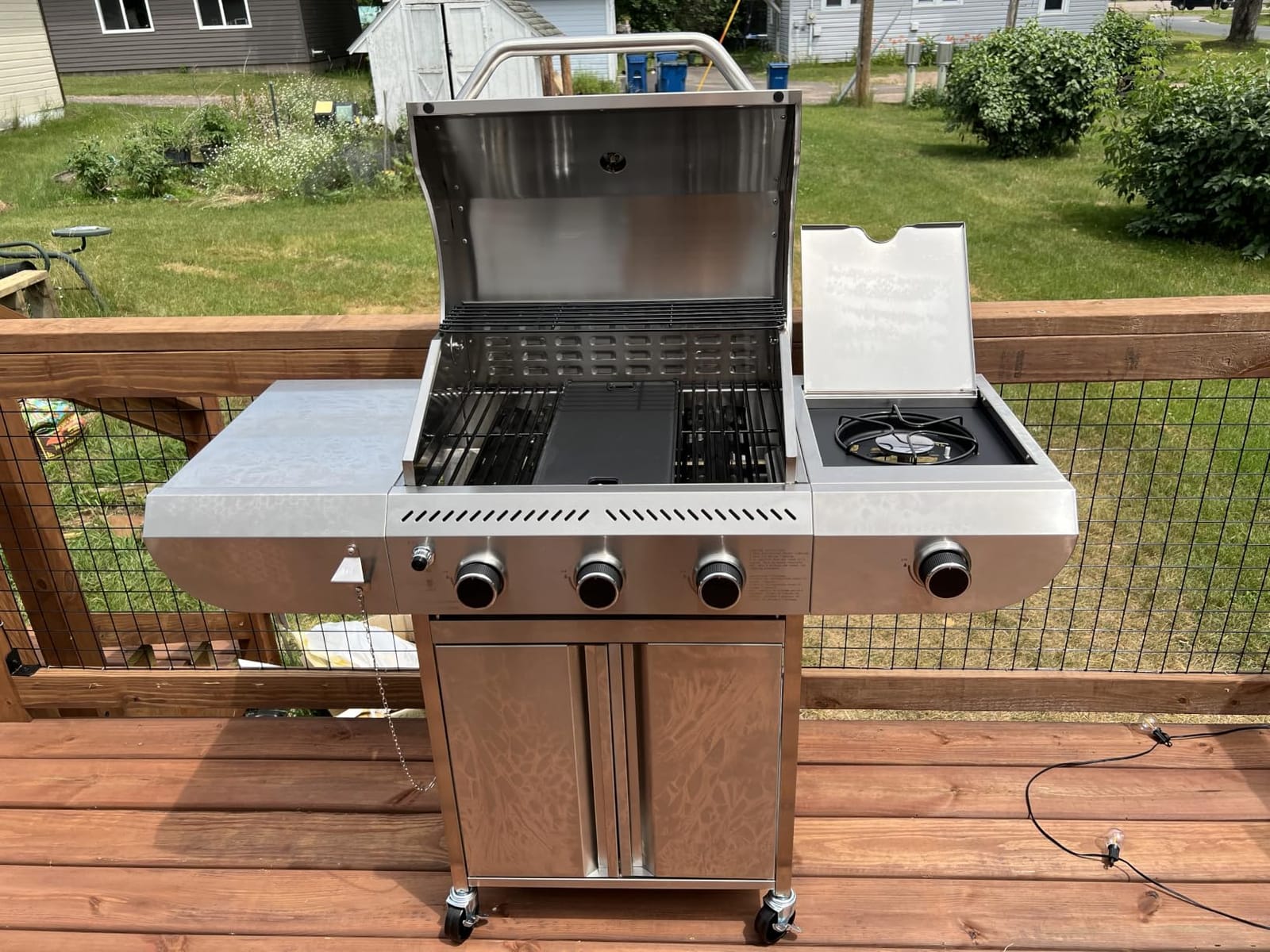 34,000 BTU 3-Burner Propane Gas Grill with Side Burner, All Stainless Steel BBQ Grill, Cast Iron Grates & Portable Cart with Wheels, Outdoor Barbecue Grill for Backyard, Patio, Camping (G31 PRO) customer photo 2