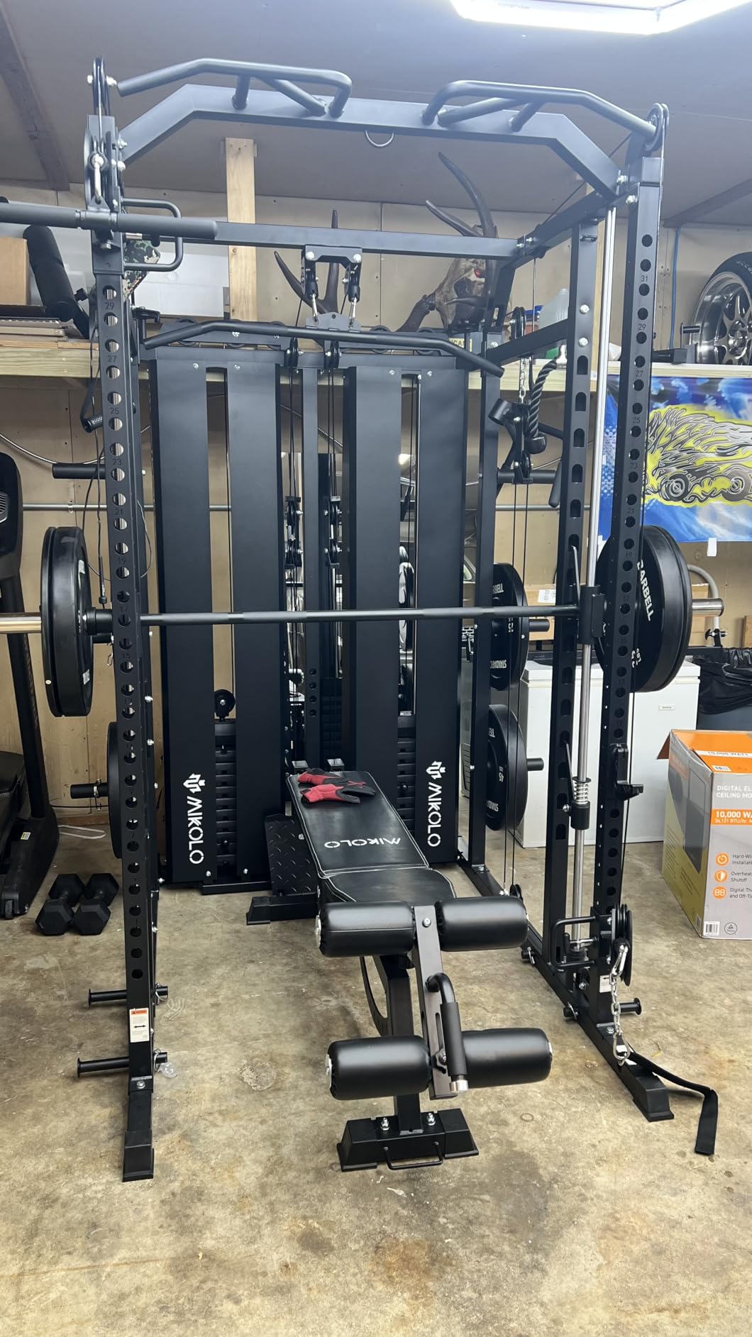 Mikolo Smith Machine with Weight Stack, Power Cage Home Gym System with LAT Pulldown & Cable Crossover, Multi-Functional Trainer with Dual Pulley System customer photo 1