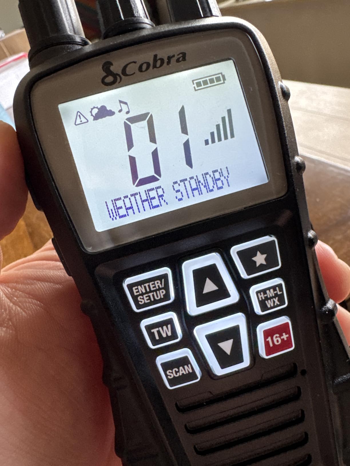 Cobra BlueBound 350 VHF Handheld Marine Radio, Black - 6-Watt, Floats | Long Range, NOAA Weather Alerts, International Functionality, IPX7 Waterproof, USB-C, Submersible, LCD Screen, Belt Clip customer photo 1