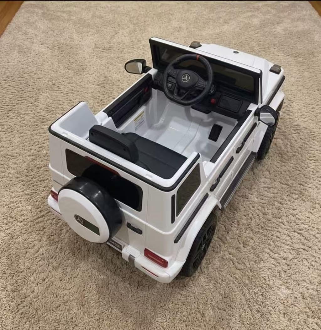 ELEMARA Licensed Mercedes-Benz AMG G63 Ride on Toys, Electric Car for Kids W/Parents Control, Electric Powered G Wagon Ride On Truck Toy, Low Battery Prompt, Bluetooth, Flickering Lights/LED Lights, White customer photo 1