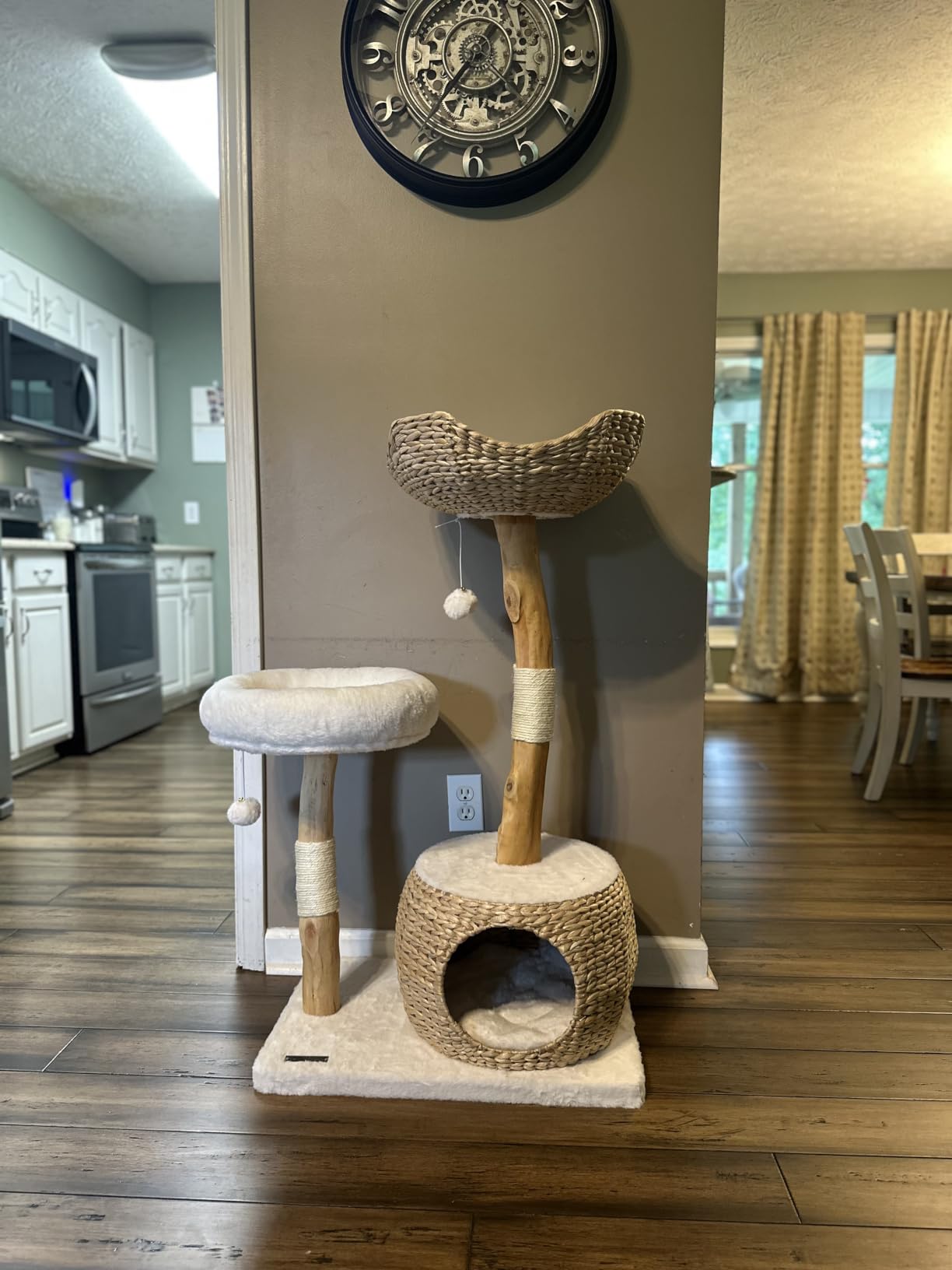 Leo & Lexi Modern Cat Tree Tower with Cave, Real Wood Cat Scratching Post with Bed for Indoor Cats Large Adult, Solid Wooden Climbing Tower, Cute Condo, Aesthetic Stand, Boho Luxury Pet Furniture customer photo 2