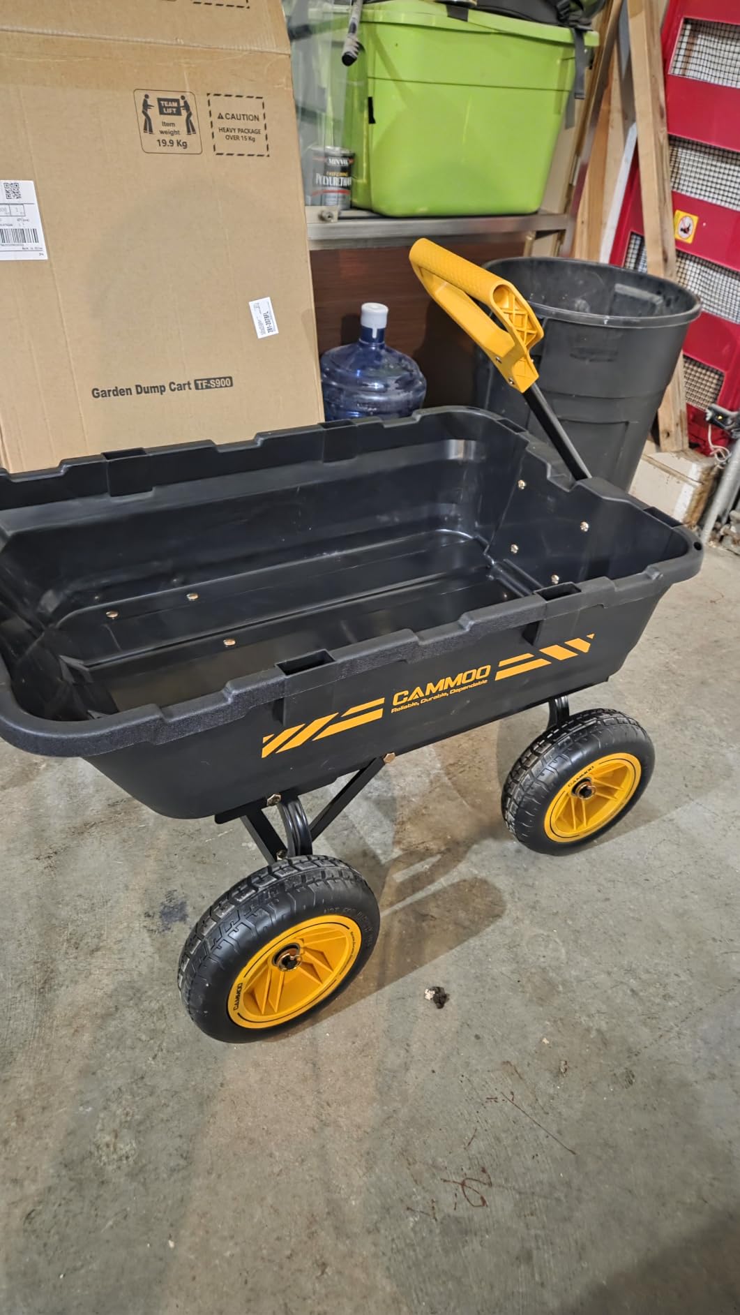 CAMMOO 10-in NO-Flat Tires 900lb Garden Dump Cart Wheelbarrow Garden Wagon | Black Garden Cart DIY Expandable Bed Holds over 4 Cu.Ft. Quick-Release Dumping Virgin Polypropylene-Not Recycled Material customer photo 2