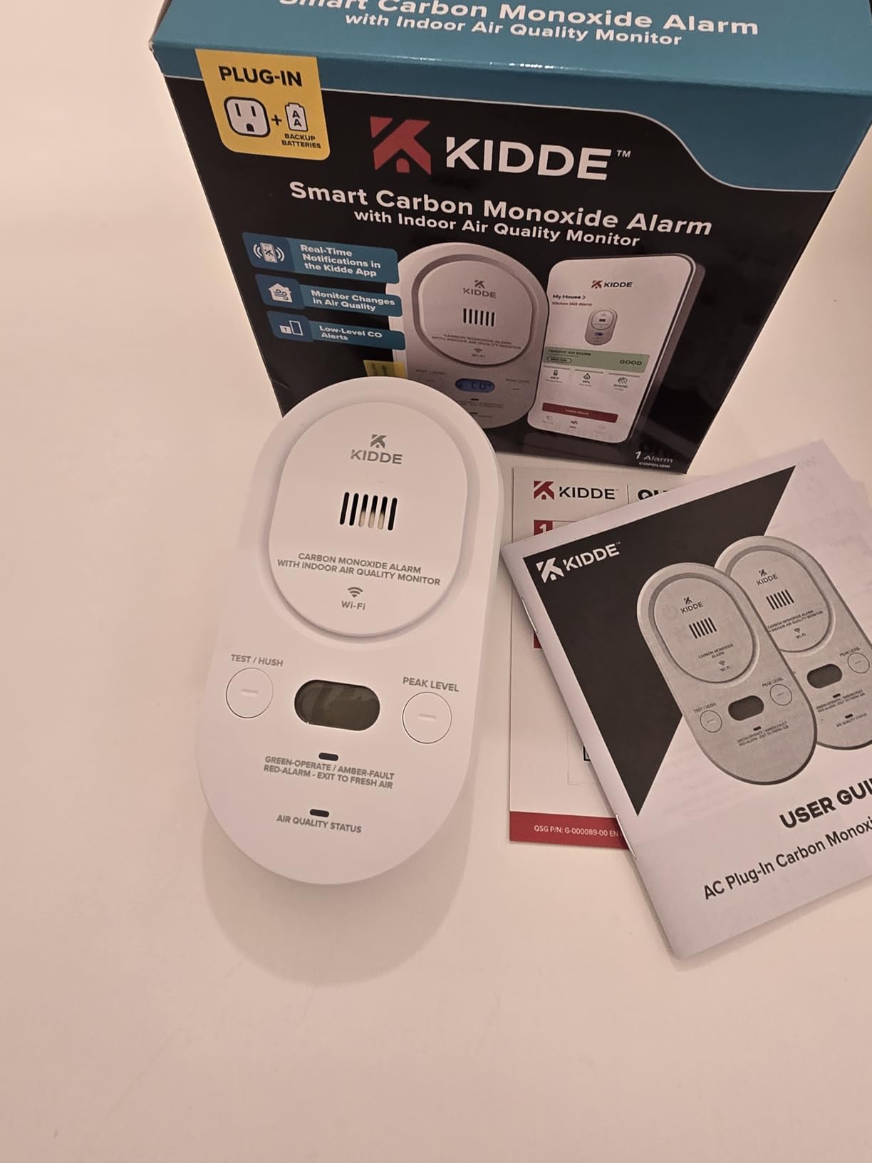 Kidde Smart CO Detector + Indoor Air Quality, Plug-in & AA Battery, COPDLQW | Smart Alarm with Real-Time Alerts, Air Quality Analysis, Detects Low Levels of Carbon Monoxide, Digital Display, 5th Edition customer photo 2