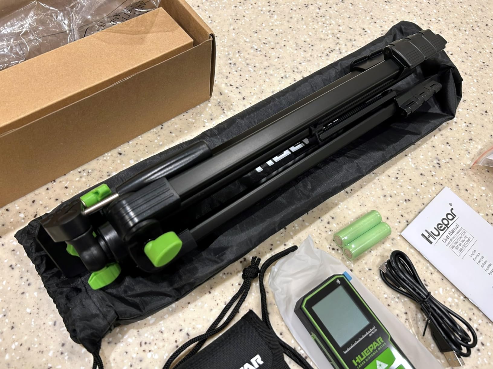 Huepar 395FT Bluetooth Green Laser Measuring Tool S120-G-BT | with 60