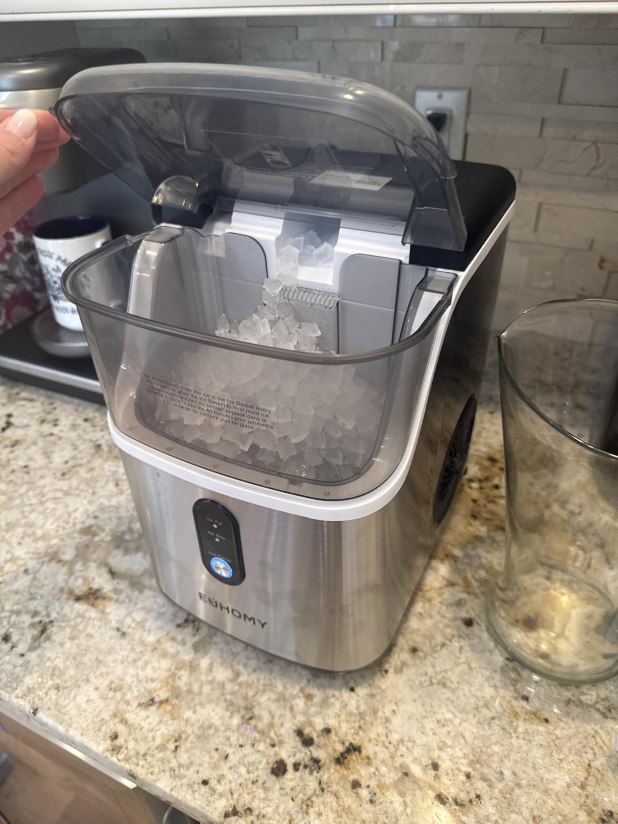 EUHOMY Nugget Ice Maker Countertop, Ready in 7 Mins, 35Lbs/24H Pebble Ice Maker Machine, Self-Cleaning Countertop Sonic Ice Makers with Ice Scoop&Basket, Pellet Ice Maker for Home, Stainless Steel customer photo 1
