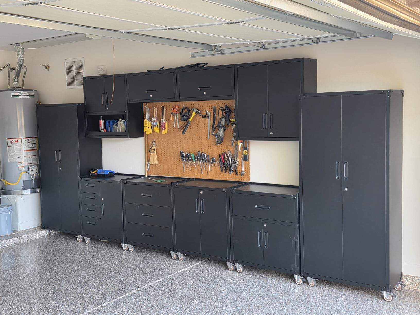 10-Piece Heavy Duty Steel Garage Cabinet System | All-in-One Modular Garage Cabinet Set for Ultimate Workshop Organization | Easy Assembly Garage Storage Cabinets & Tool Bench (Black) customer photo 2