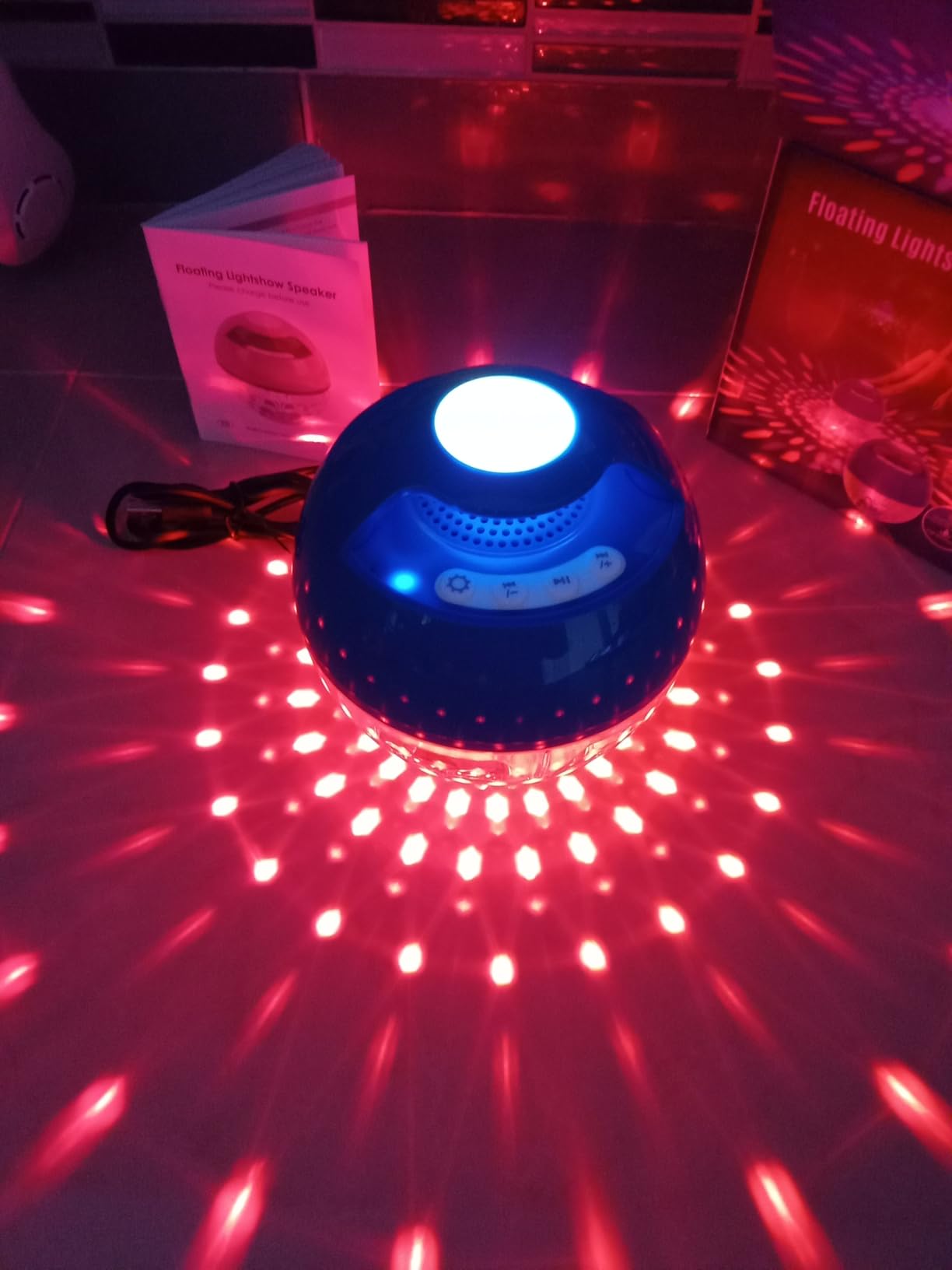 KingSom Floating Pool Speaker with Lights,Bluetooth Pool Speaker,Dark Blue | IP68 Waterproof Hot tub Speakers,Loud Sound Floating Speaker for Pools,BT5.4,24H Playtime Portable Speaker customer photo 1