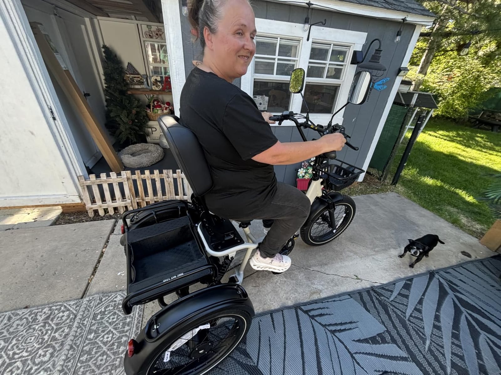 Full Suspension Folding Electric Tricycle for Adults, Aluminum Alloy, Torque Sensor, 20MPH 100Miles 20×3 inch Fat Tire Electric Trike, 1200W 48V 20AH 3 Wheel Electric Bike, Reverse, Parking, UL customer photo 1