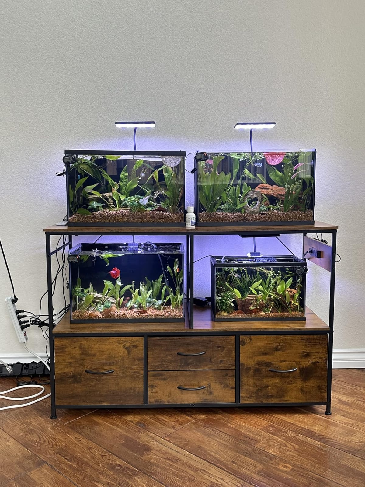 Heybly 55-75 Gal Fish Tank Stand with Drawer, Power Outlet, Black HAS005BK | Aquarium Stand, Heavy Duty, 48