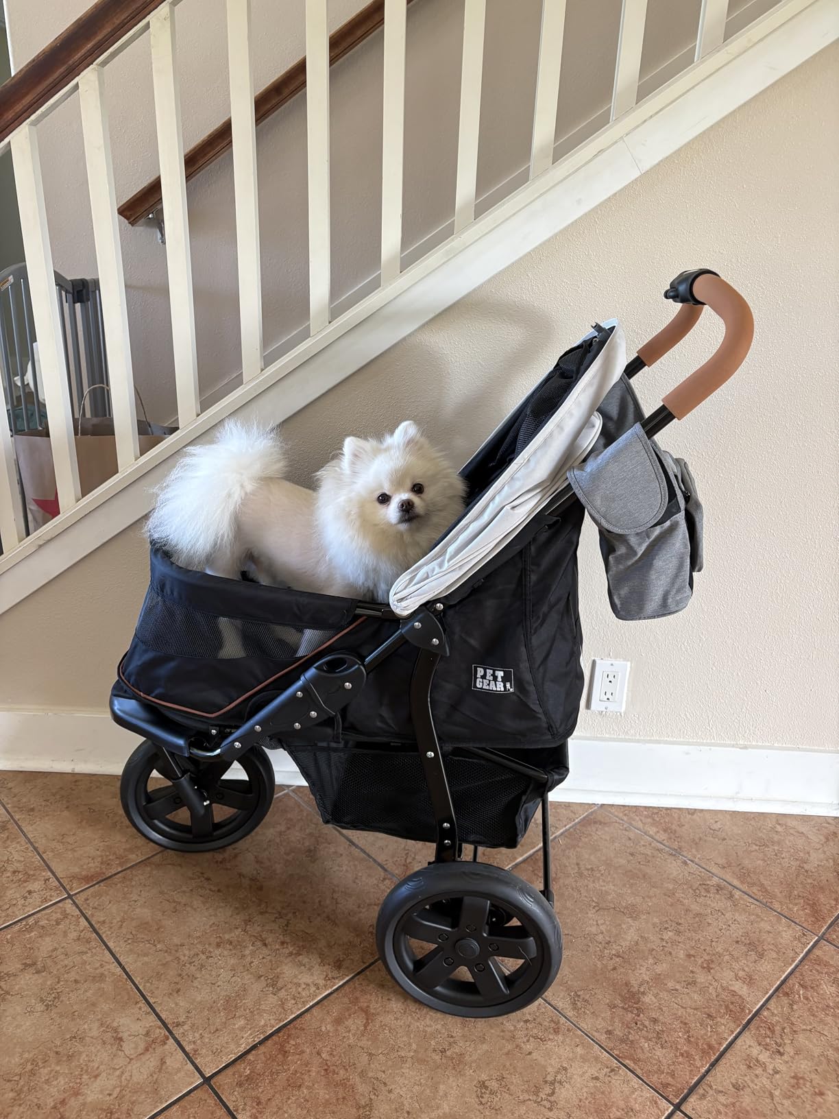 Pet Gear No-Zip AT3 Pet Stroller for Cats/Dogs, Sea Salt | Zipperless Entry, Easy One-Hand Fold, Jogging Tires, Removable Liner, Cup Holder + Storage Basket customer photo 2