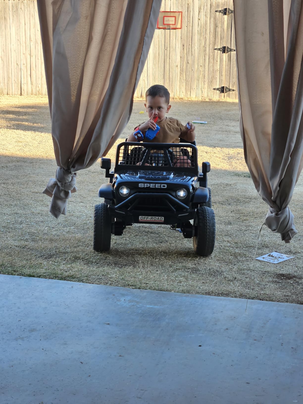 24V Ride on Toys w/Remote Control, 4WD Kids Ride on Truck Car, 3 Speed, Bluetooth Music, Wide Seat, Spring Suspension, LED Light, Birthday for Boys Girls Toddler (Black+Red) customer photo 1