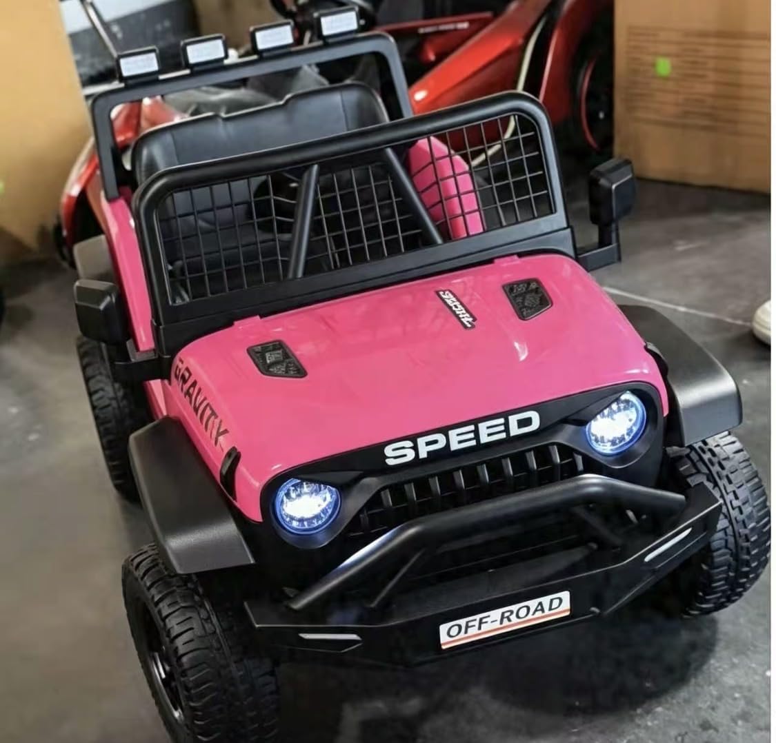 24V Ride on Toys w/Remote Control, 4WD Kids Ride on Truck Car, 3 Speed, Bluetooth Music, Wide Seat, Spring Suspension, LED Light, Birthday for Boys Girls Toddler (Black+Red) customer photo 2