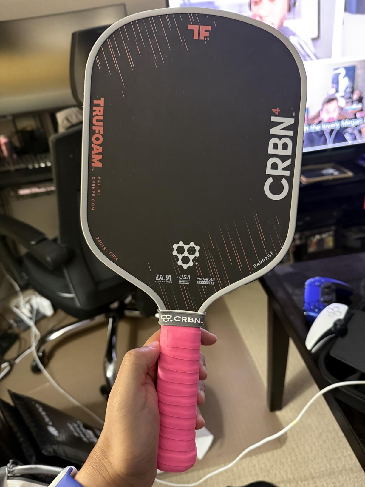 CRBN Pickleball - TruFoam Barrage - Carbon Fiber Pickleball Paddle | 100% Foam Floating Core Designed for Maximum Power, 14mm customer photo 1
