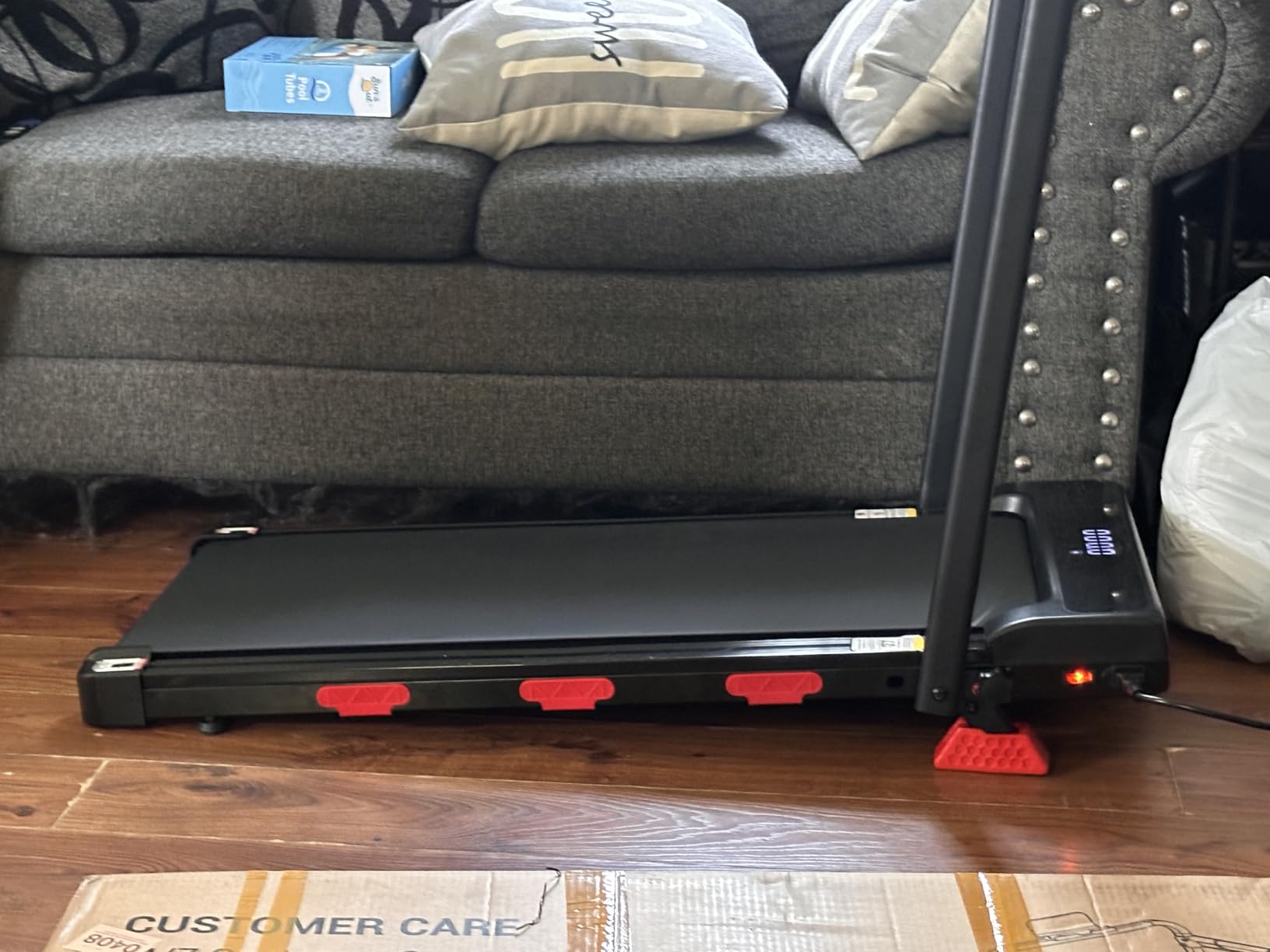17% Incline Folding Treadmill for Home, 3.0HP Quiet Walking Pad with Handlebars, 350 LBS Capacity Compact Running Machine with 3 LED Displays and Shock Absorbers for Small Spaces customer photo 2