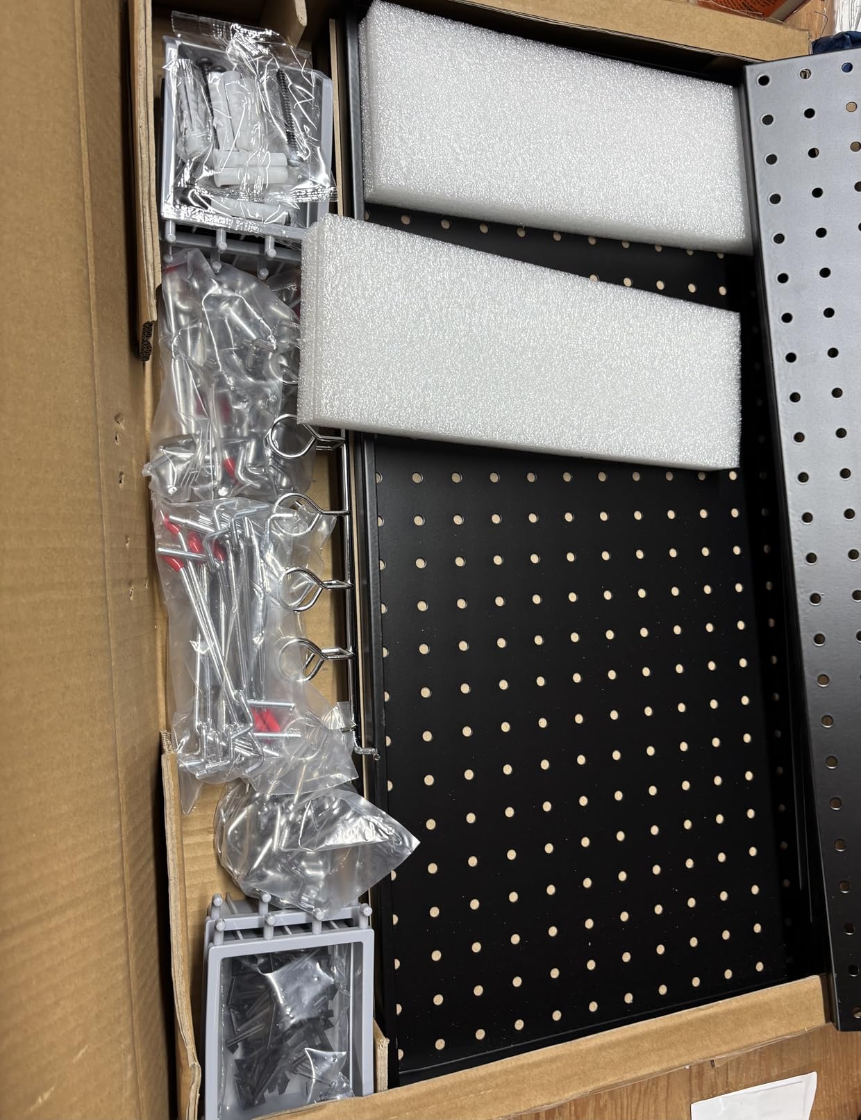 TORACK Garage Tools Organizer Boards Kit with Hooks, Grey | Modular Wall-Mounted Tool Storage Pegboard for Workbench, 4 12x24 in Panels with Hooks customer photo 1