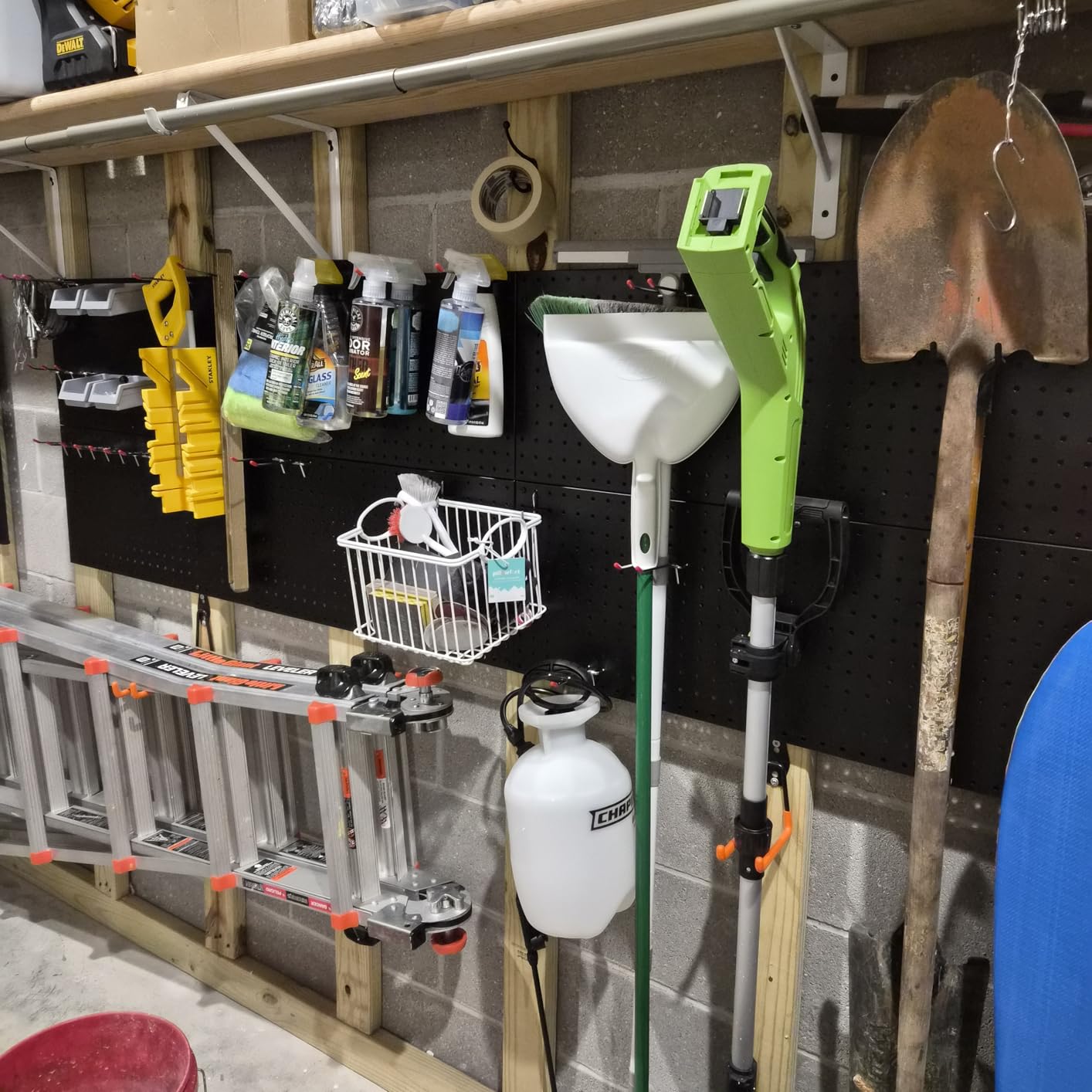 TORACK Garage Tools Organizer Boards Kit with Hooks, Grey | Modular Wall-Mounted Tool Storage Pegboard for Workbench, 4 12x24 in Panels with Hooks customer photo 2