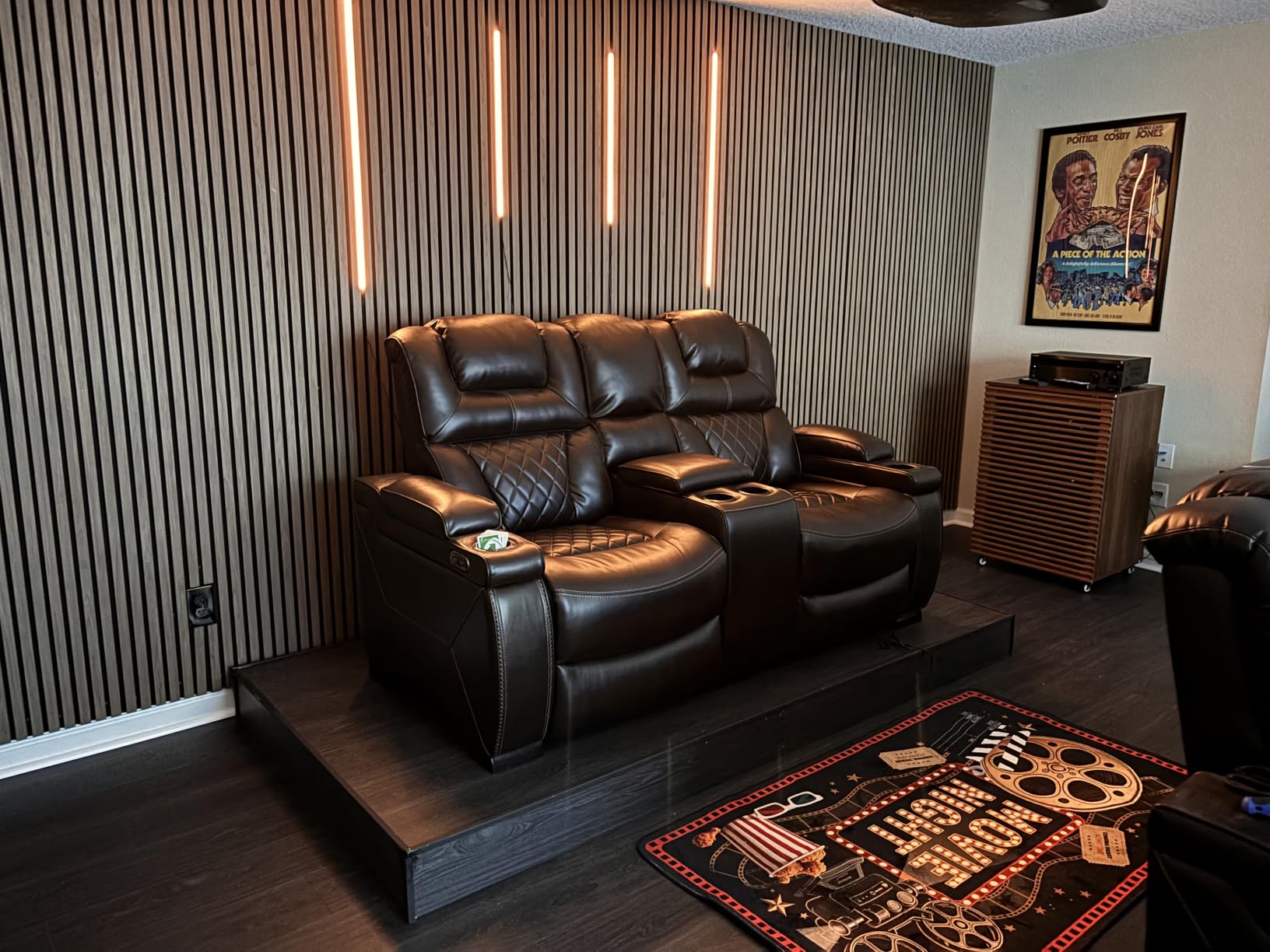 Movie Theater Rug 5x8 ft for Home Theater Room, New Materials, Non-Slip Stain Resistant Waterproof, Easy to Clean, Cinema Theme Carpet for Movie Room, Media Room 05 customer photo 1