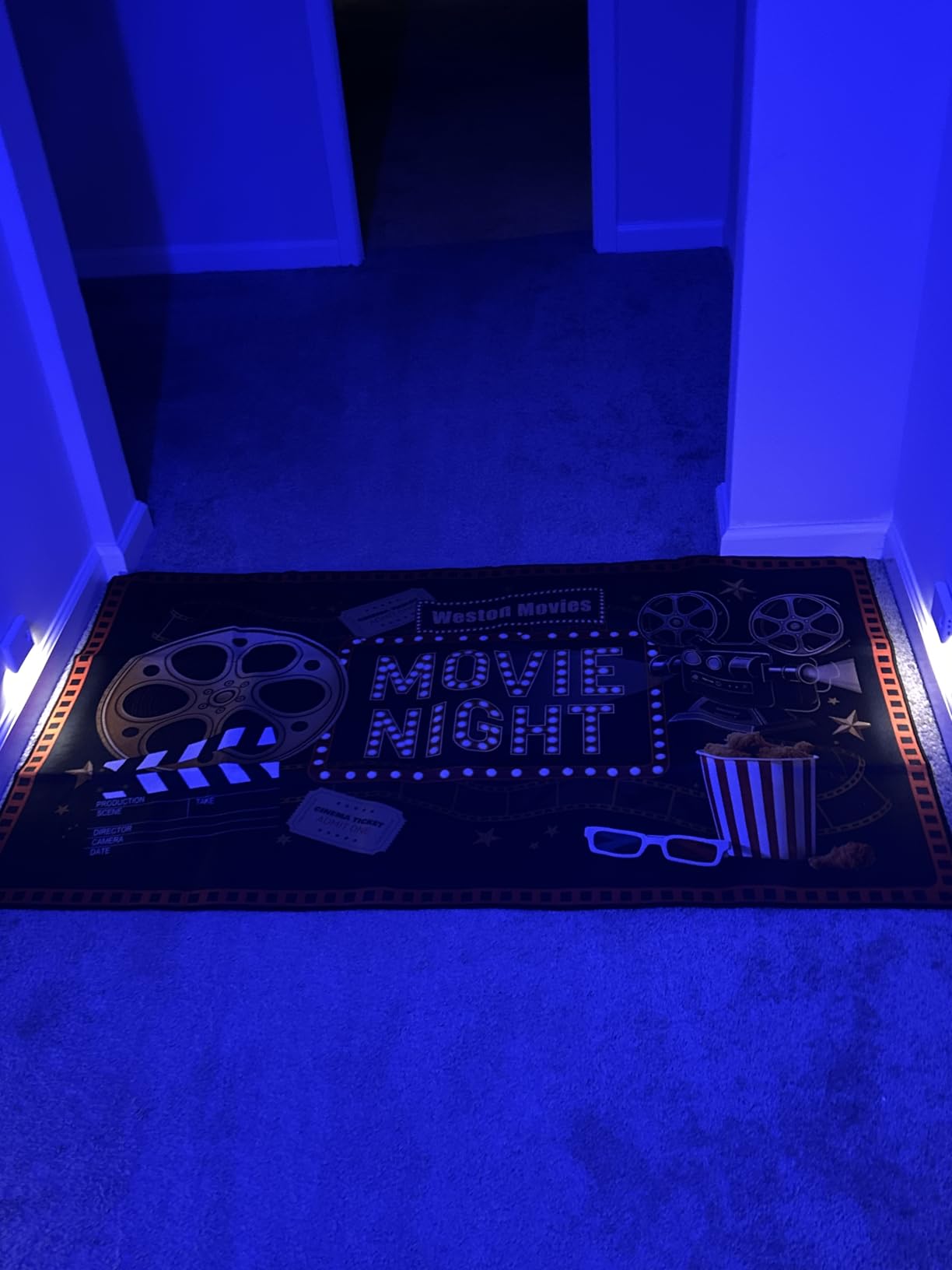 Movie Theater Rug 5x8 ft for Home Theater Room, New Materials, Non-Slip Stain Resistant Waterproof, Easy to Clean, Cinema Theme Carpet for Movie Room, Media Room 05 customer photo 2