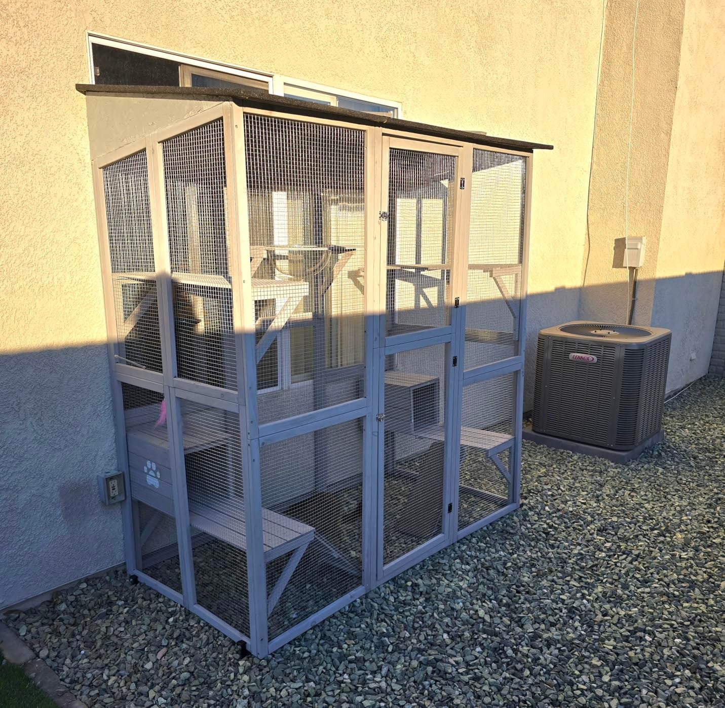 YITAHOME 94 Inch Outdoor Cat Enclosure | Large Outdoor Cat House for Multiple Cats, Cat Cage with Weatherproof Roof, 7 Platforms, 2 Resting Box and Cat Hammock Bed customer photo 1