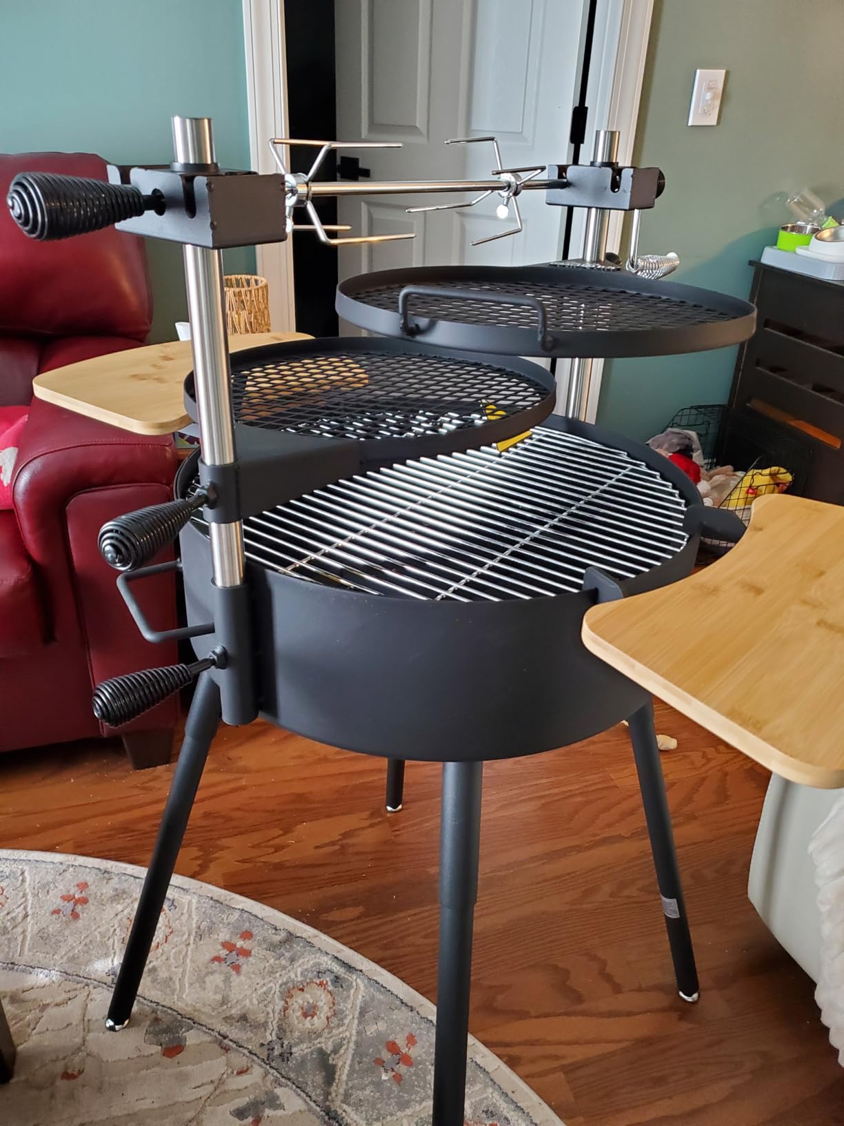 BIG HORN Santa Maria Grill, Portable Argentinian Parrilla with Adjustable Height & 360° Rotating Grates, Charcoal Open Fire BBQ Grill with Rotisserie for Camping, Patio & Backyard customer photo 2