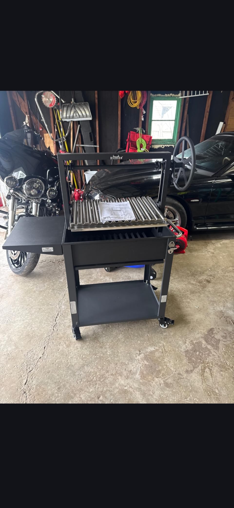 BIG HORN Santa Maria Grill, Argentine Parrilla Grill with Adjustable Height Grate, Wood Fire & Charcoal BBQ Grill, Large Outdoor Open Fire Grill with Storage for Patio & Backyard customer photo 1