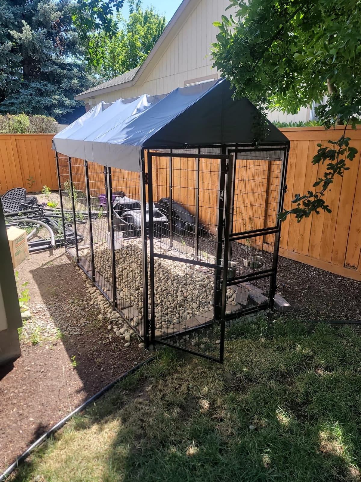 DWVO 10'x10' Dog Kennel Outdoor with Rotating Feeder Bowls | Outdoor Dog Pens with Roof, Heavy Duty Dog House for Medium Large Dogs customer photo 1