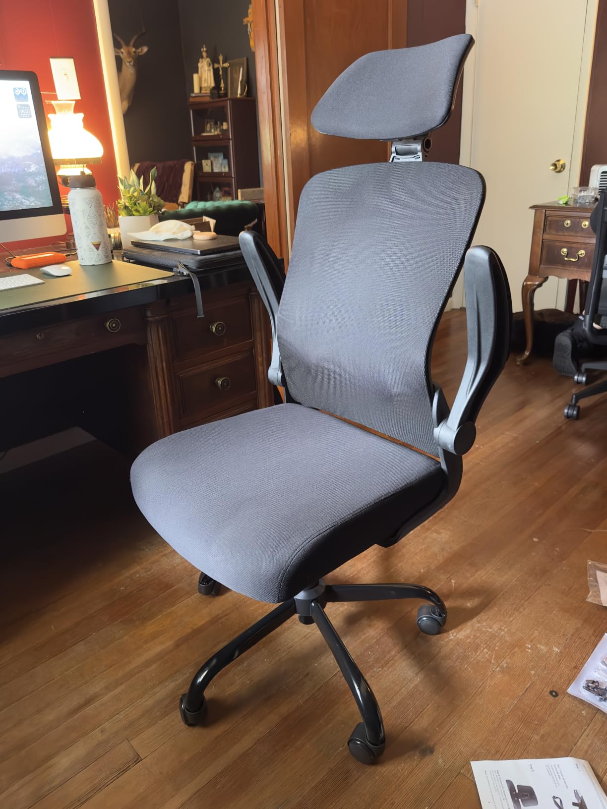 Mimoglad Office Chair, High Back Ergonomic Desk Chair with Adjustable Lumbar Support and Headrest, with flip-up Armrests for Guitar Playing, 5 Years Warranty customer photo 1