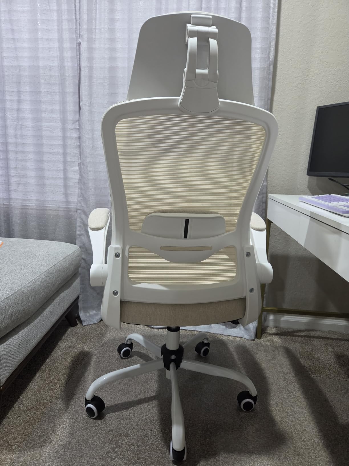 Mimoglad Office Chair, High Back Ergonomic Desk Chair with Adjustable Lumbar Support and Headrest, with flip-up Armrests for Guitar Playing, 5 Years Warranty customer photo 2