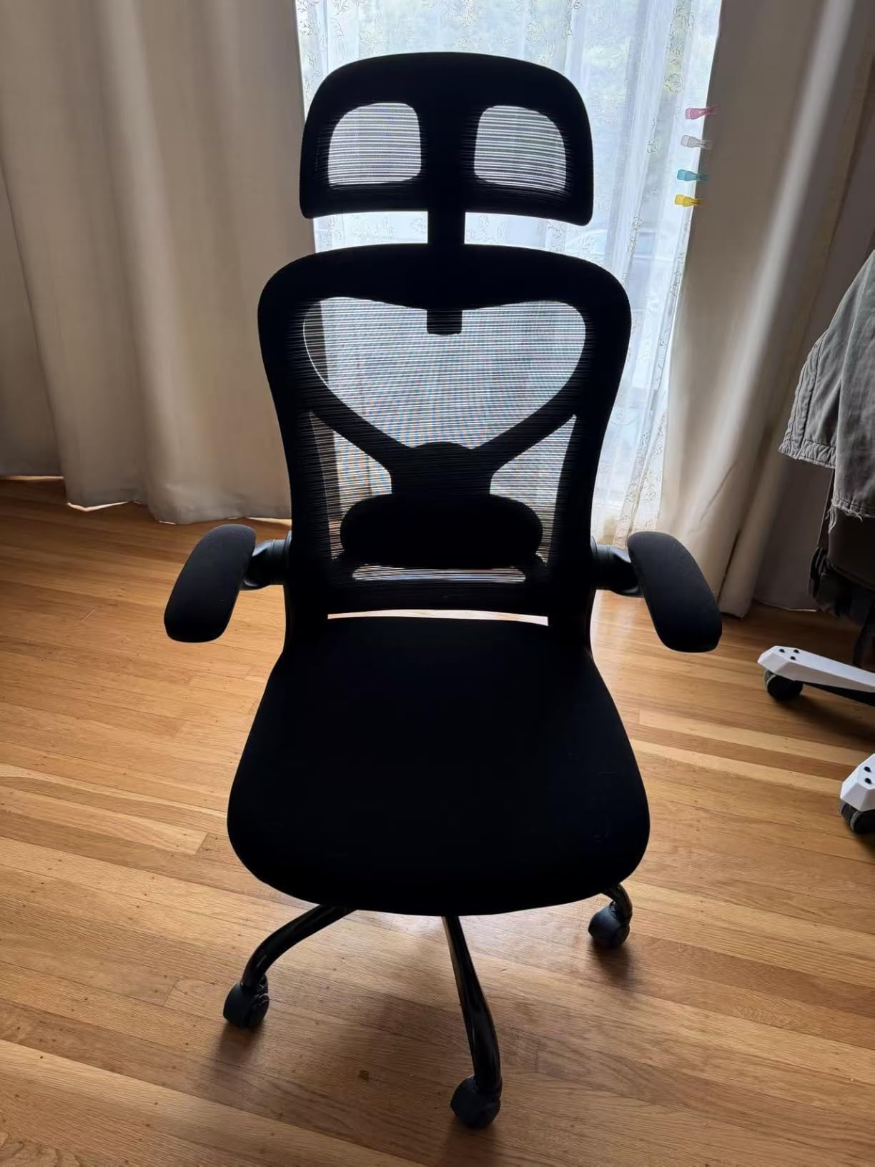 Ergonomic Office Chair for Back & Neck Pain Relief, Virgin Foam Seat, 2D Adjustable Lumbar & 3D Headrest, Tilt & Rock for Relaxation, Ideal for Long Sitting Comfort, White/Gold customer photo 2