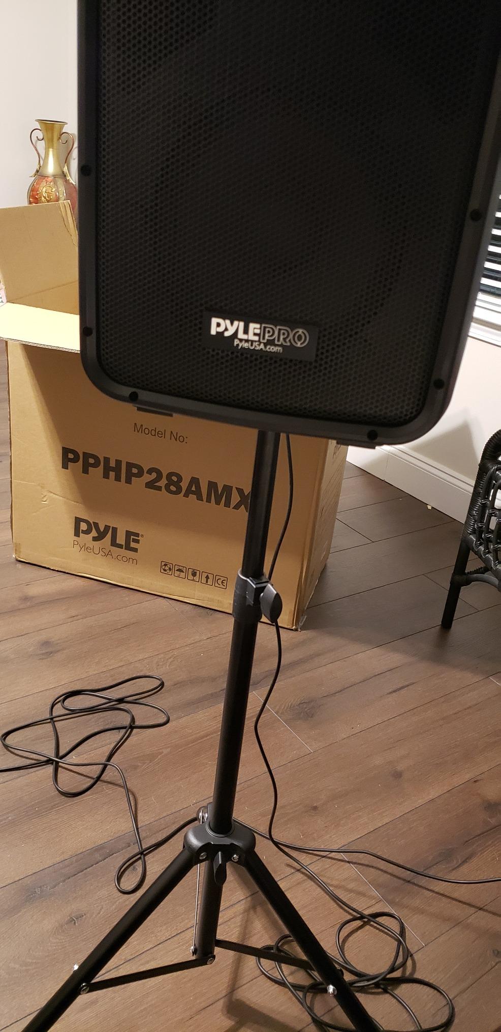 Pyle PA Speaker DJ Mixer Bundle - 300 W Portable Wireless Bluetooth Sound System with USB SD XLR 1/4