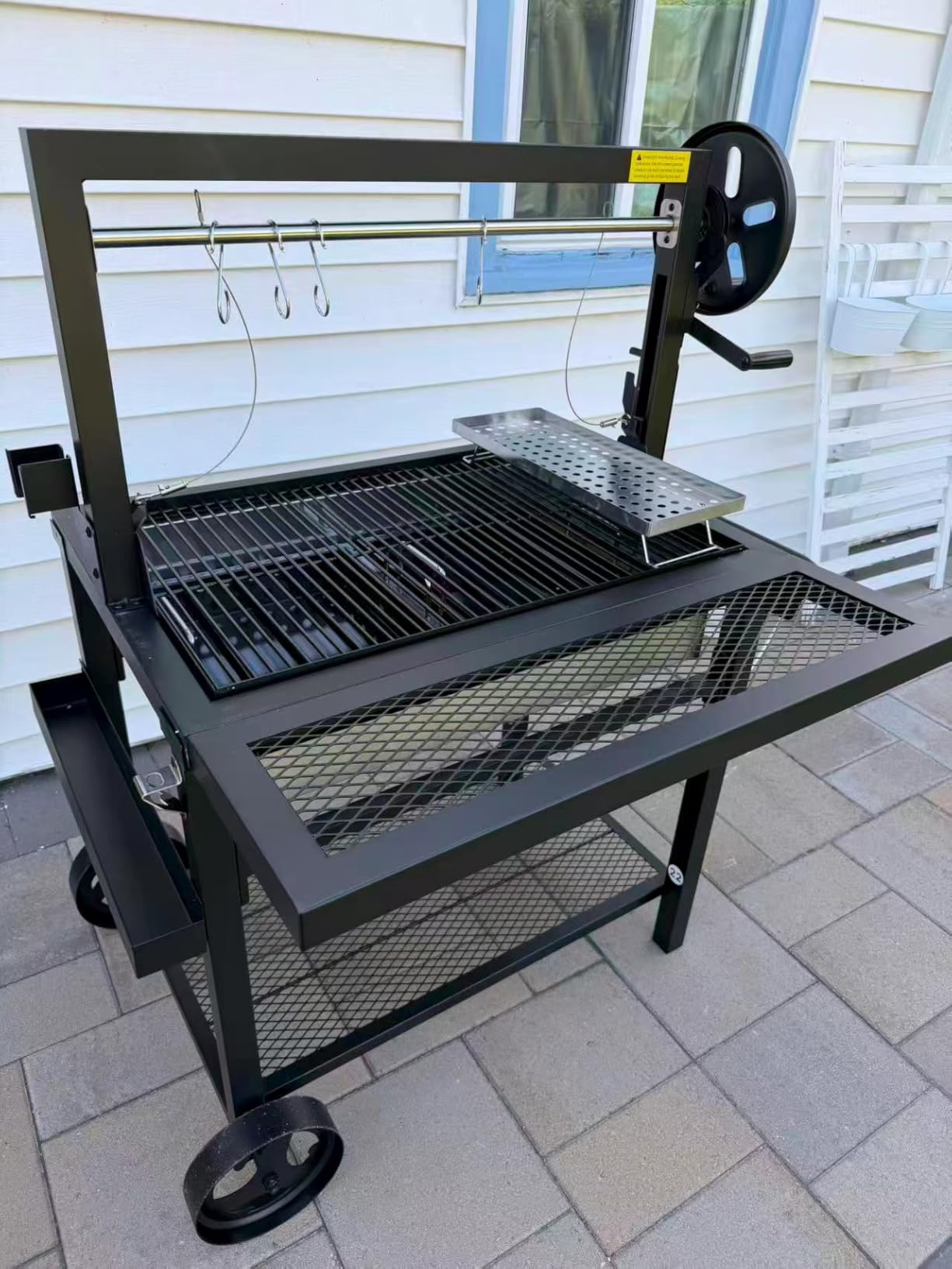 Argentine Santa Maria Grill with Adjustable Height Grates for Outdoor Grill | Wood Fire & Charcoal BBQ Grill, Argentinian Open Fire Grill with S-Hooks and Foldable Front Table, Authentic Gaucho Grilling customer photo 2