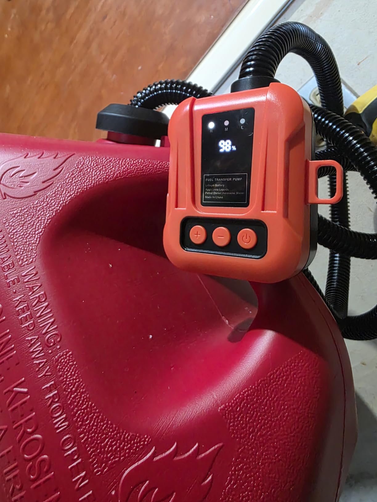 Fuel Transfer Pump, Automatic 3.8 GPM Gas Can Pump, Electric Fuel Pump | Cordless with 6000mAh Rechargeable Battery, LED Display, Auto Stop, Adjustable Flow, 90