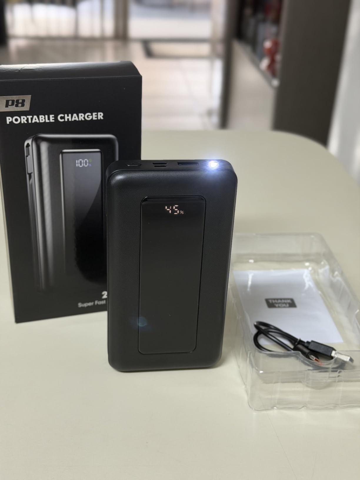 Portable Charger Power Bank 50000mAh, Ultra-High Capacity Battery Pack with Built-in Cables, 22.5W Fast Charging, LED Display, Flashlight, Travel Essential for Outdoor Camping, iPhone & Samsung, Onyx customer photo 2