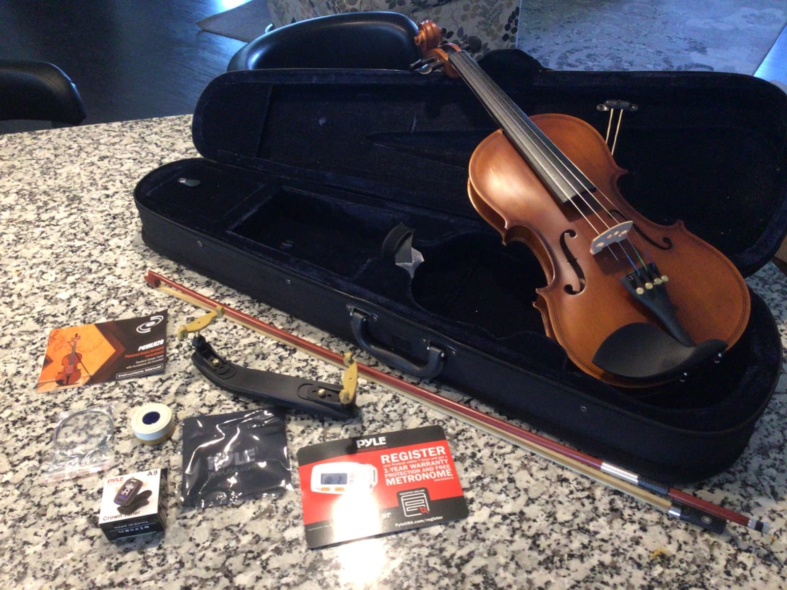 Pyle 1/2 Half Size Acoustic Violin for Beginners - Complete Violins Set with Hard Case, Bow, Extra Strings, Rosin, Full Accessories Kit - Mobile App Tuner 2 Month Free Lessons for Kids & Adults customer photo 1