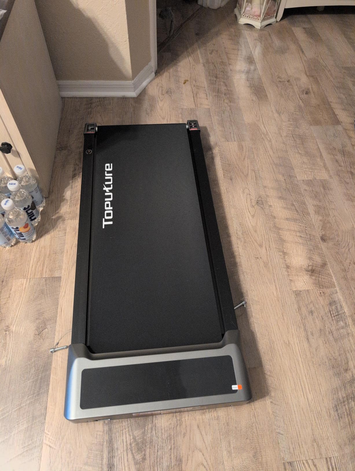 TOPUTURE Walking Pad with 10% Incline, 3.0HP Brushless Quiet Under Desk Treadmill, Portable Treadmills for Home/Office, Running Machine 300 lbs Capacity with RGB LED Screen, Remote Control/App Control customer photo 2