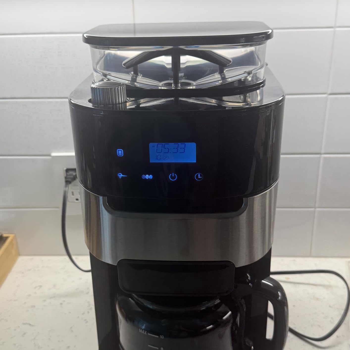 Electactic 10-Cup Drip Coffee Maker with Built-in Grinder, Programmable Grind and Brew Coffee Machine, 1.5L Water Tank with Timer, 2H Keep Warm, Smart LED Touchscreen, Light Black customer photo 2