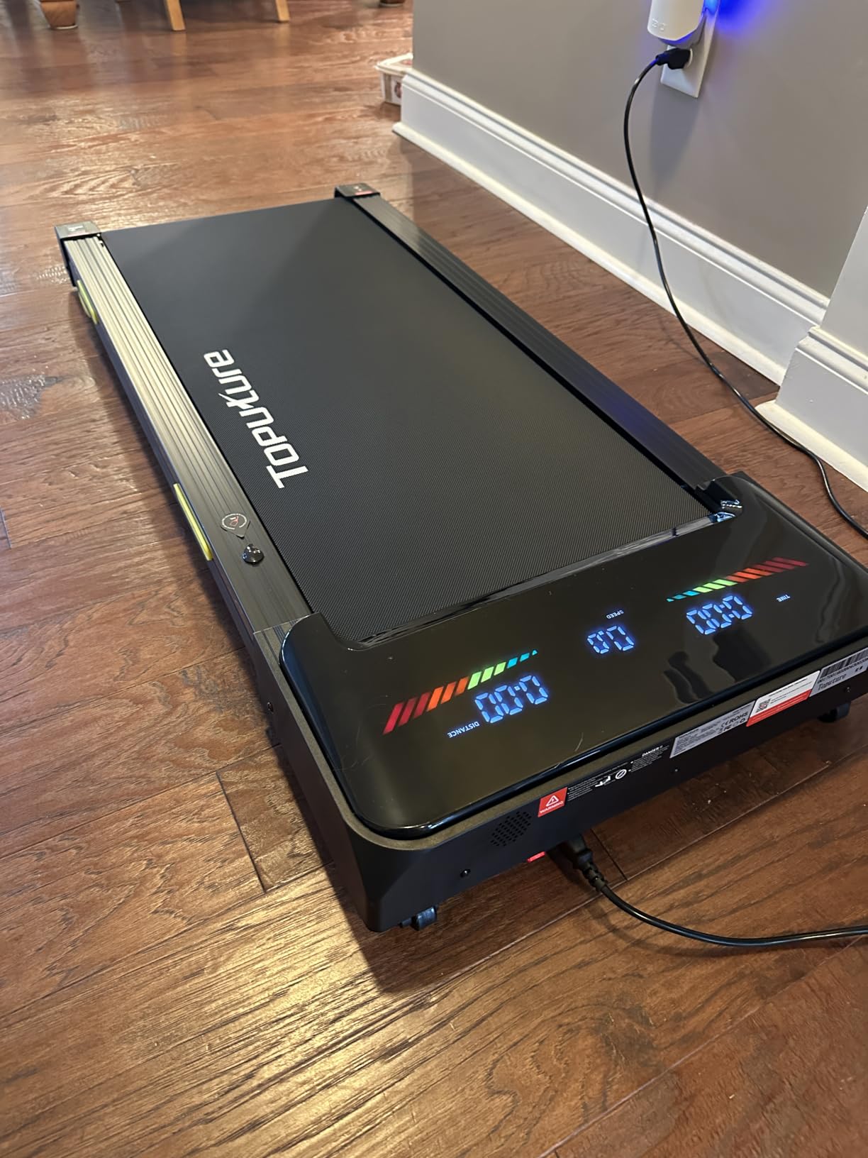TOPUTURE Walking Pad Treadmill with 15% 15-Level Auto Incline, 3.0HP Quiet Brushless Under Desk Treadmill, Compact Treadmills for Home/Office, RGB LED Screen, Bluetooth Speaker, Remote/App Control customer photo 2