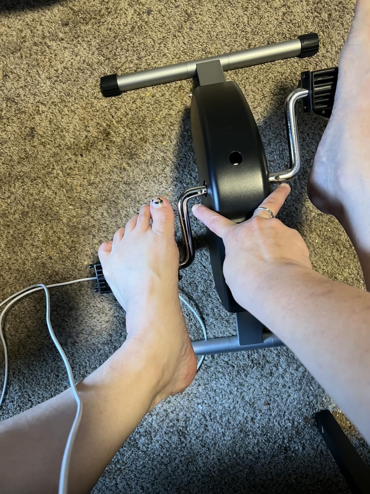 Under Desk Bike Pedal Exerciser, Mini Exercise Bike for Arm and Leg Workout | Adjustable Resistance, LCD Tracking, Secure Foot Straps, Compact Frame for Seated Home or Office Workouts customer photo 2