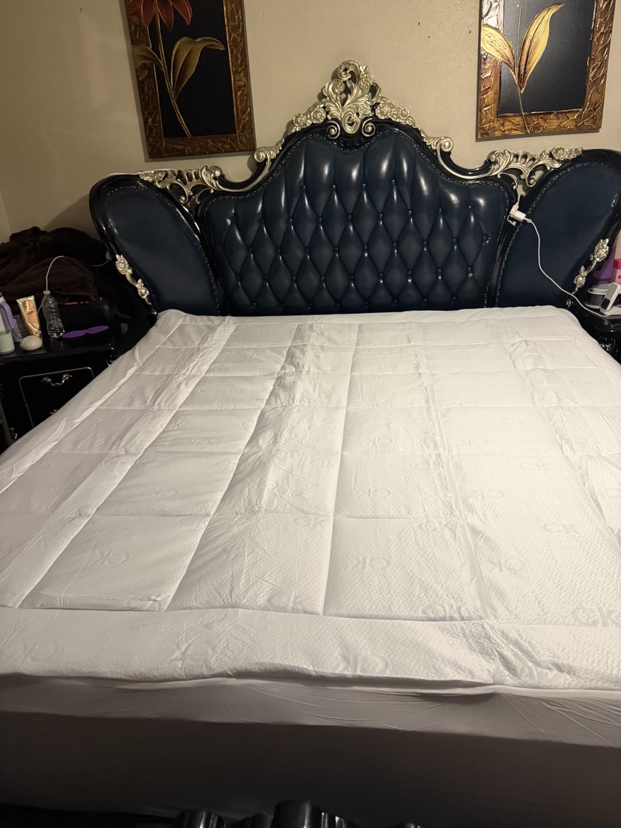 Calvin Klein Cooling Mattress Topper King Size for Hot Sleepers | Pillow Top Mattress Cover, Quilted Fitted Mattress Protector with Deep Pocket, Cooling Fabric & Plush Fill, Washable, 78x80