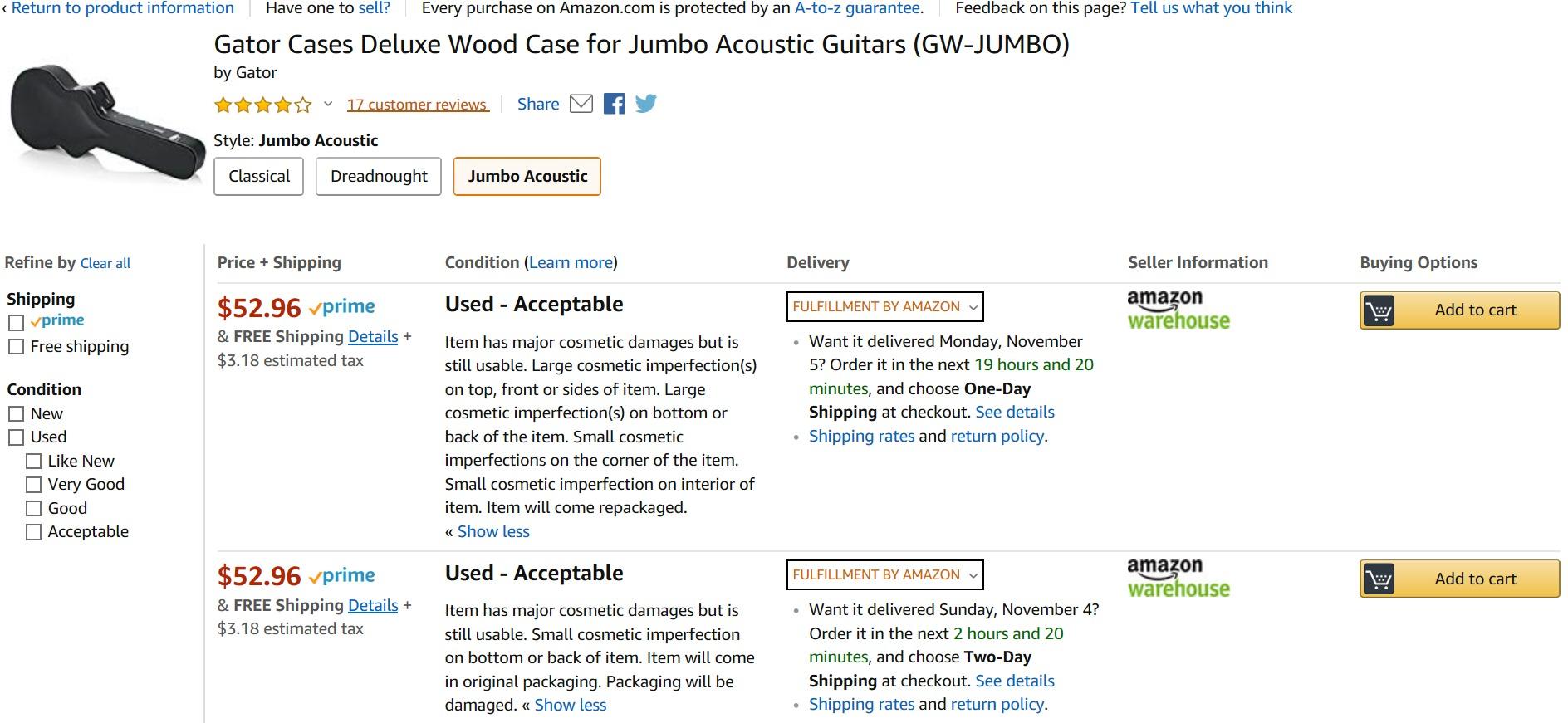 Gator Cases Deluxe Wood Case for Jumbo Acoustic Guitars (GW-JUMBO) customer photo 1